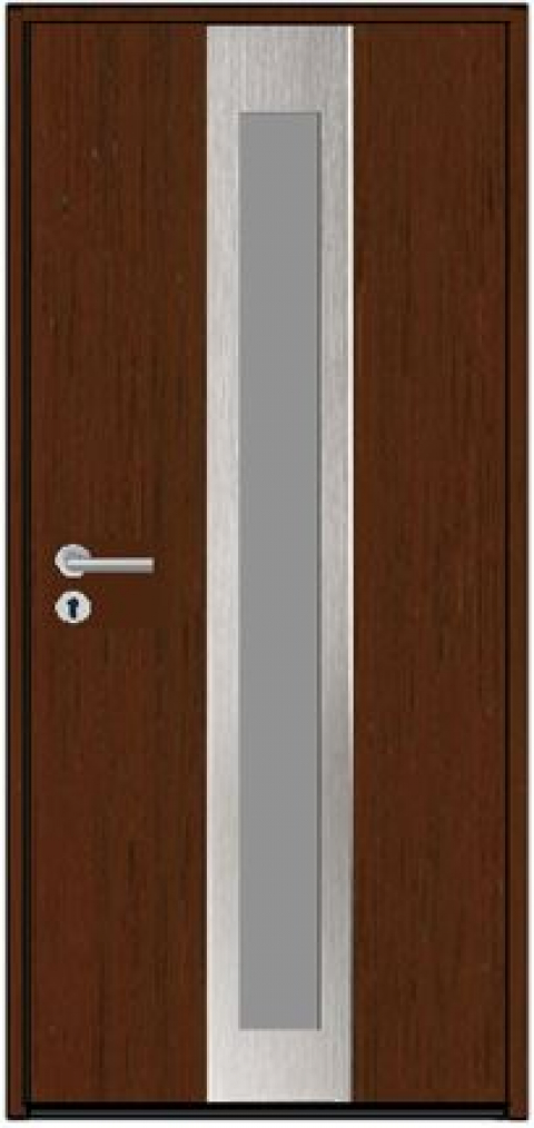 Входная дверь HTA100 HORMANN Mahogany/Mahogany с остеклением и нажимными ручками